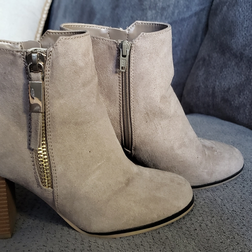 Taupe Side Zip Booties